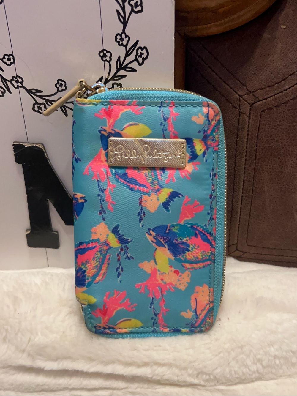 Lilly Pulitzer Turquoise Floral  multiple card  slot and phone  wallet